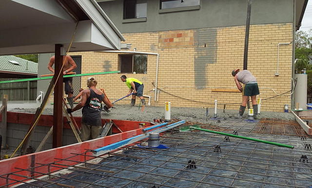 Pouring the concrete slab 3