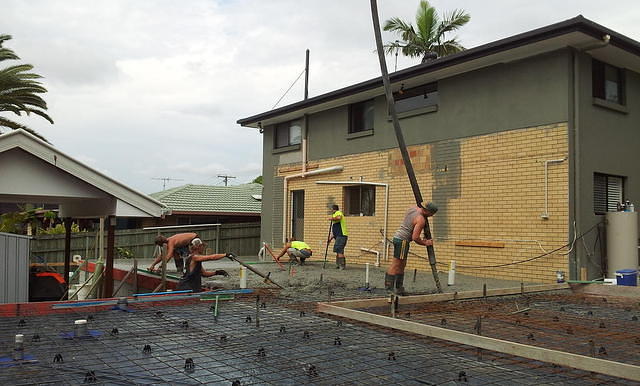 pouring the concrete slab 4