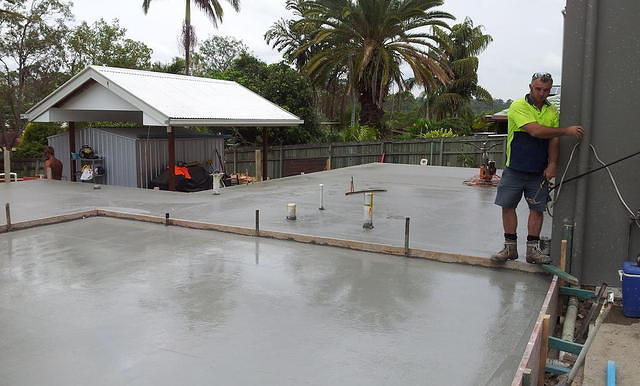 pouring the concrete slab 6