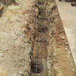 Footings with pier holes and steel